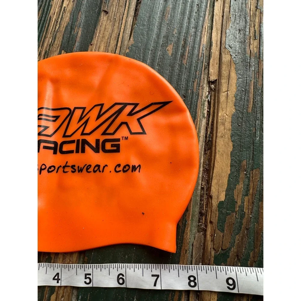 Hawk Racing Mazda Silicone Swim Cap Orange High Visibility Racing Logo 3088